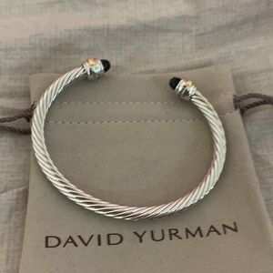 David Yurman Silver Bracelet with Black Tips